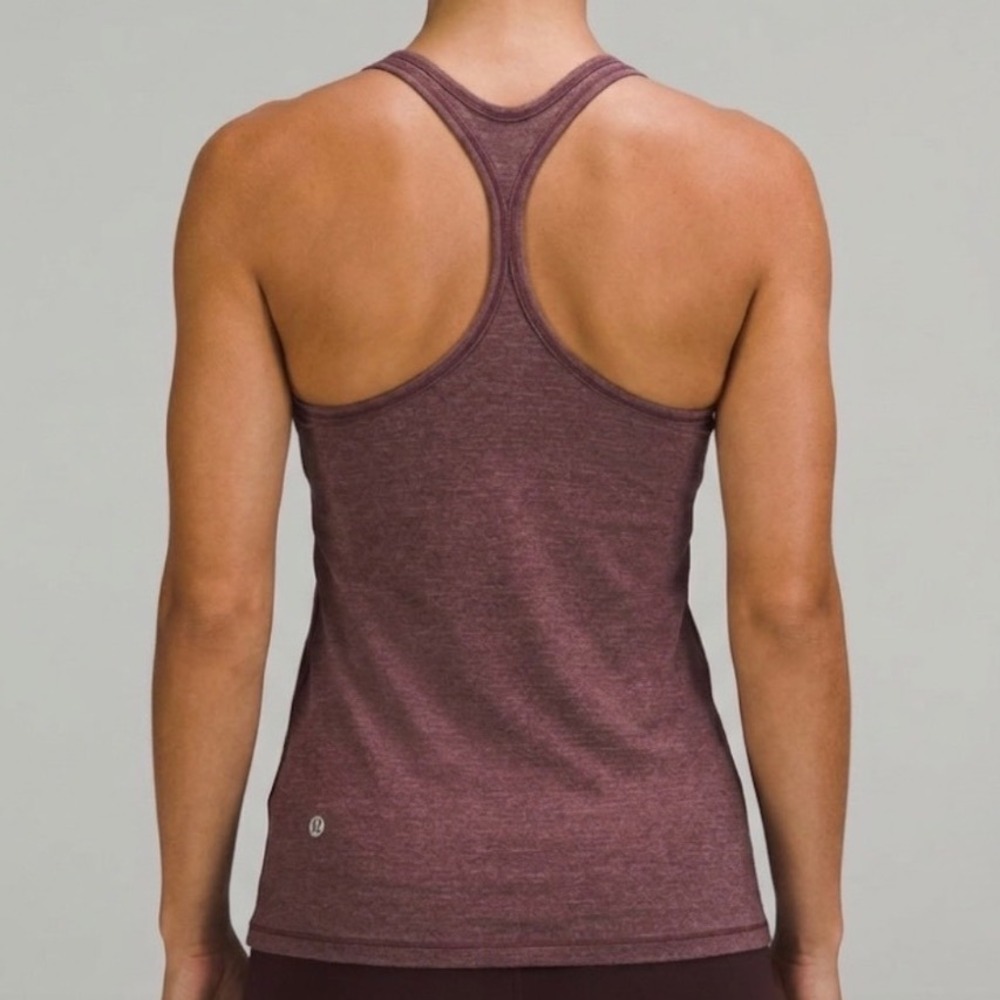 Lululemon Cool Racerback‎ Tank Top Heathered Burgundy Red Yoga Activewear Womens
